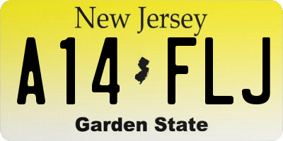 NJ license plate A14FLJ