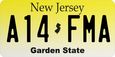 NJ license plate A14FMA