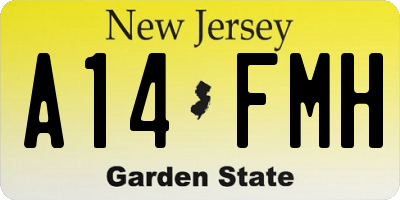 NJ license plate A14FMH