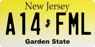 NJ license plate A14FML
