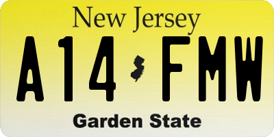 NJ license plate A14FMW