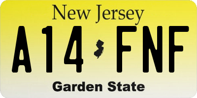 NJ license plate A14FNF