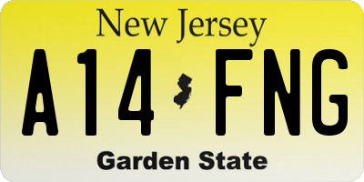 NJ license plate A14FNG