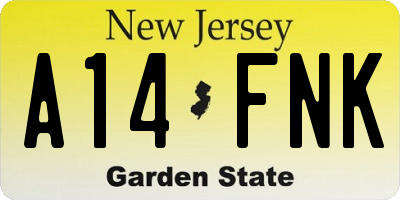 NJ license plate A14FNK