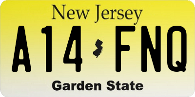 NJ license plate A14FNQ