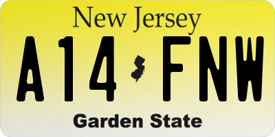 NJ license plate A14FNW
