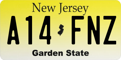 NJ license plate A14FNZ