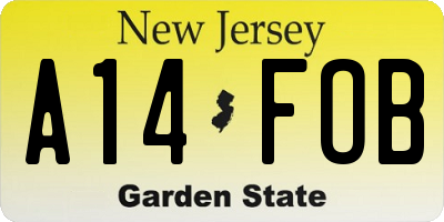 NJ license plate A14FOB
