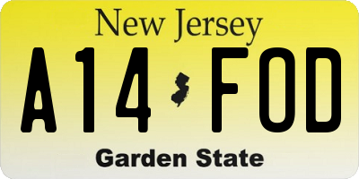 NJ license plate A14FOD