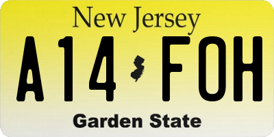 NJ license plate A14FOH