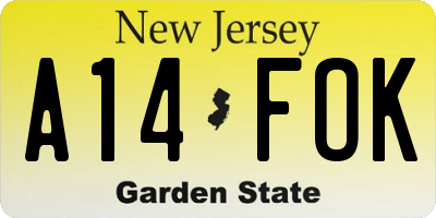 NJ license plate A14FOK