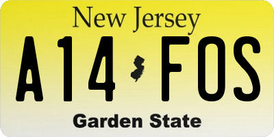 NJ license plate A14FOS