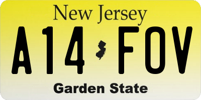 NJ license plate A14FOV