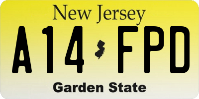 NJ license plate A14FPD