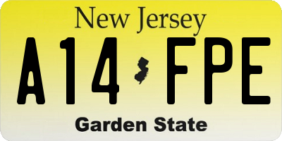 NJ license plate A14FPE