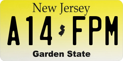 NJ license plate A14FPM
