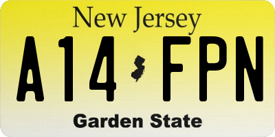 NJ license plate A14FPN