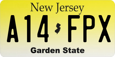NJ license plate A14FPX