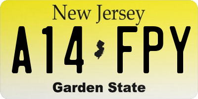 NJ license plate A14FPY