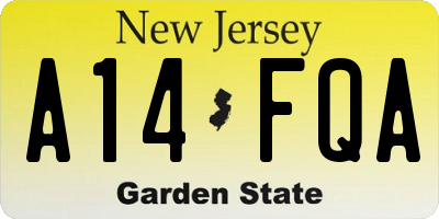 NJ license plate A14FQA