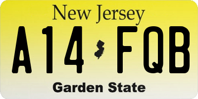 NJ license plate A14FQB