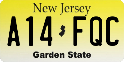 NJ license plate A14FQC
