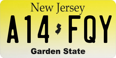 NJ license plate A14FQY