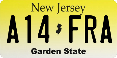 NJ license plate A14FRA