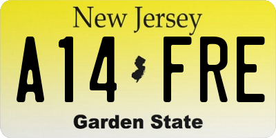 NJ license plate A14FRE