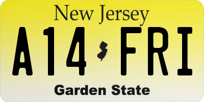 NJ license plate A14FRI