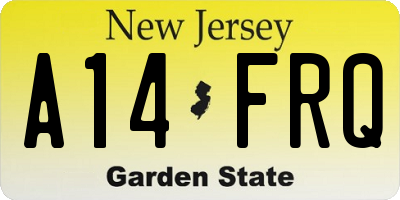 NJ license plate A14FRQ