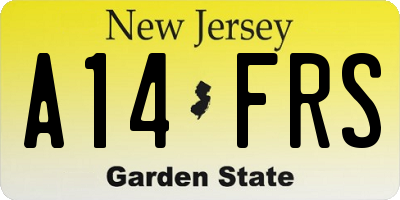 NJ license plate A14FRS