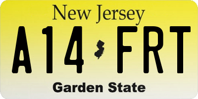 NJ license plate A14FRT
