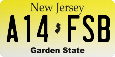 NJ license plate A14FSB
