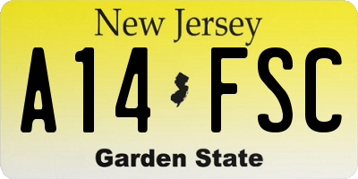 NJ license plate A14FSC