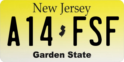 NJ license plate A14FSF