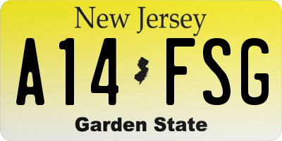 NJ license plate A14FSG