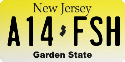 NJ license plate A14FSH