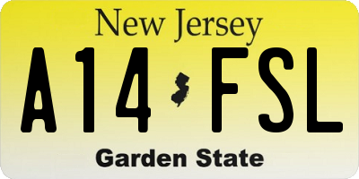 NJ license plate A14FSL