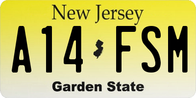NJ license plate A14FSM