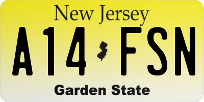 NJ license plate A14FSN