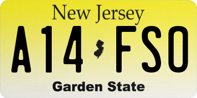 NJ license plate A14FSO