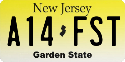 NJ license plate A14FST