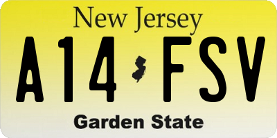 NJ license plate A14FSV