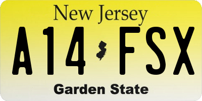 NJ license plate A14FSX