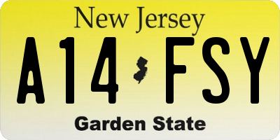 NJ license plate A14FSY