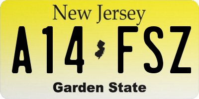 NJ license plate A14FSZ