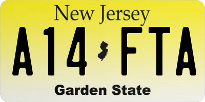 NJ license plate A14FTA