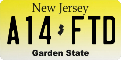 NJ license plate A14FTD