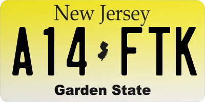 NJ license plate A14FTK